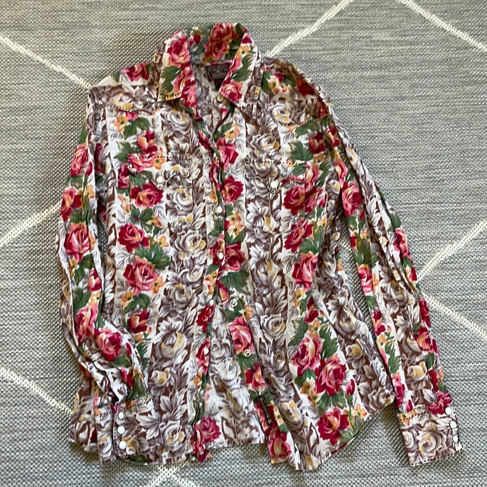 Lucky brand, RETRO FUNKEE, floral, cowboy button-down snap shirt